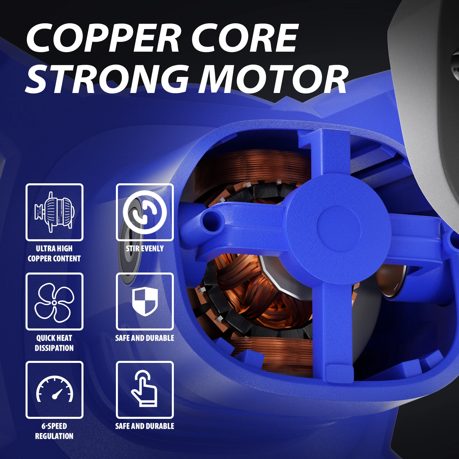 خلاط الطلاء واللاط الصناعي ذو 6 سرعات من Lucn، مجداف تقليب الحفر M14 شديد التحمل بقدرة 3000 وات لتجصيص الجبس والأسمنت