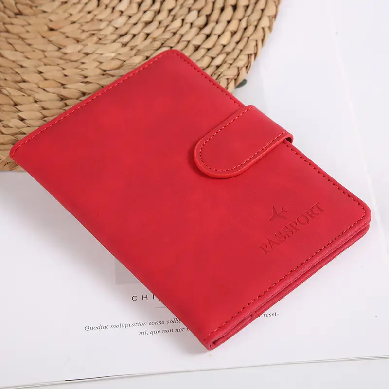 Leather Passport Holder Covers Case Waterproof Travel Credit Card Wallet Cute Passport Book for Women/Men Buckle Passport Cover - 6