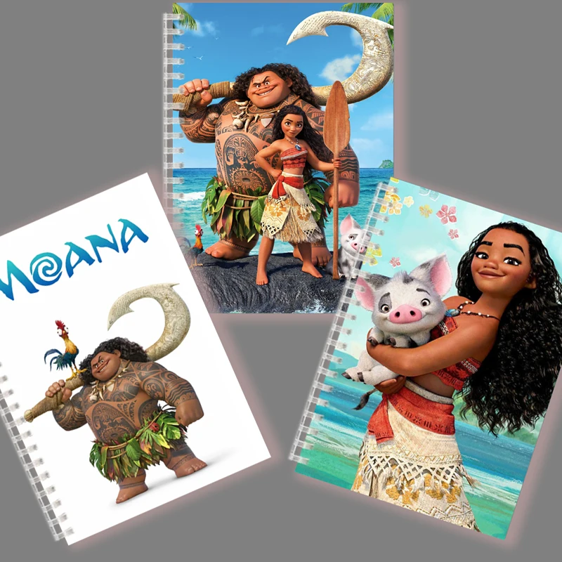 A5 Spiral Notebook Disney Cartoon Moana Vaiana Princess Dress COSPLAY Note Book Writing Memo Journal Kids Stationery Girl Gifts