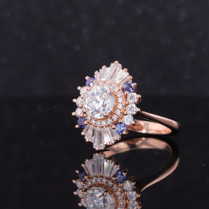 Maßge schneiderte Schmuck wunderschöne Ring benutzer definierte Frauen oec Moissan ite Diamant 10 Karat massives Roségold Verlobung Eheringe Jubiläum