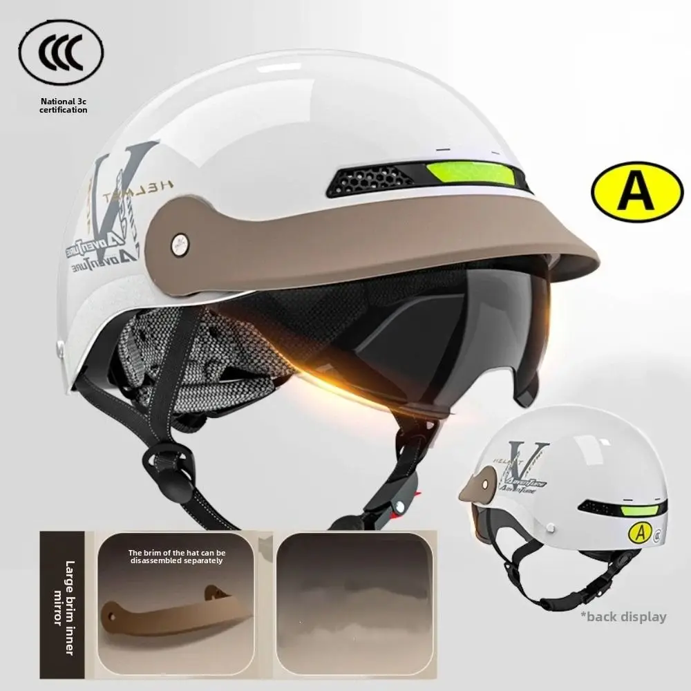 

Half-face Helmet Motorcycle Helmet 3C Certification HD Tea-colored Lens Motorcycle Equipment Lightweight Breathable