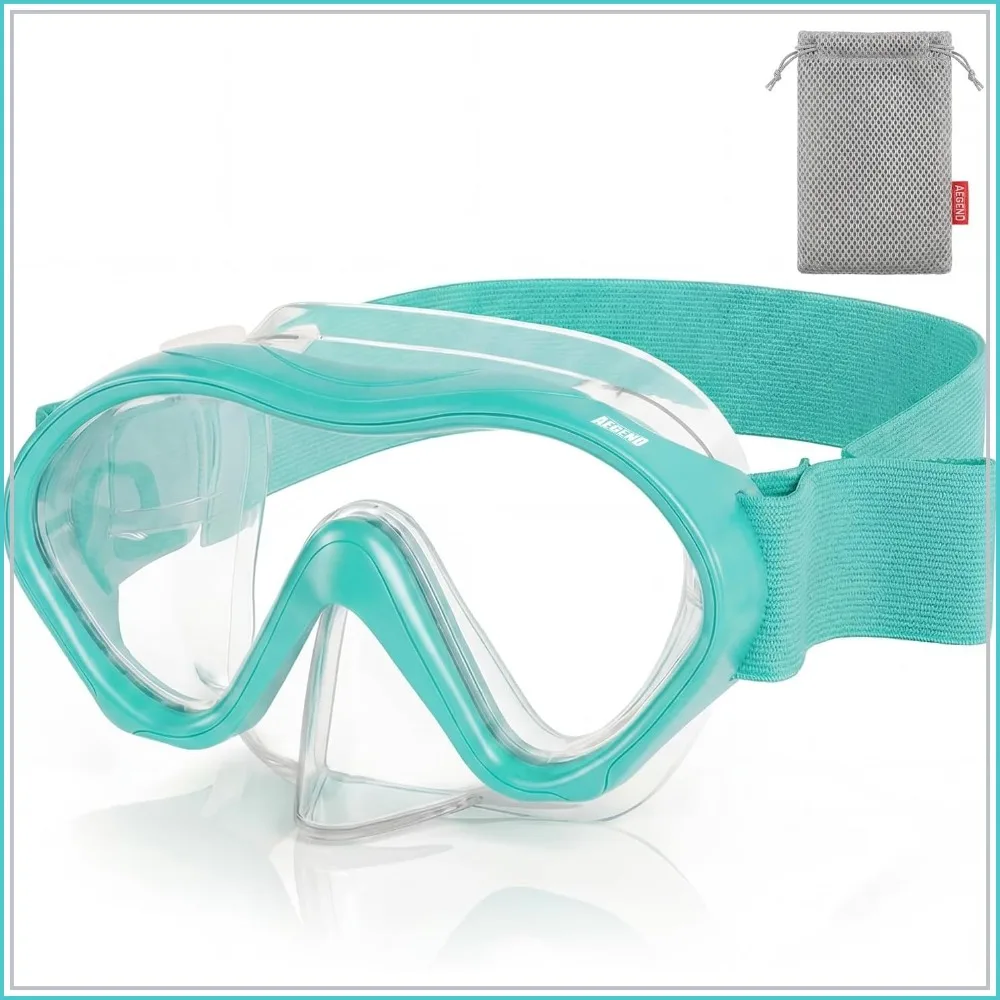 

Swim Goggles Snorkel Diving Mask with Nose Cover, Knitted Strap, Anti-Fog No Leak for Ages 3-15