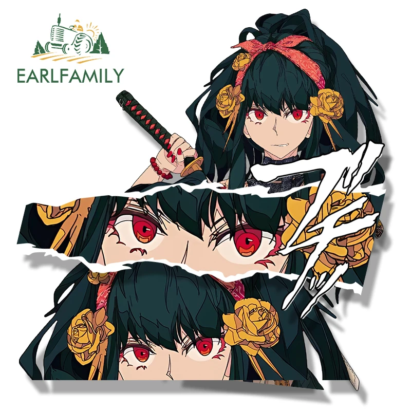 EARLFAMILY Samurai Yor Forger Fanart Car Sticker Anime Assassin Sketch Waifu Decal Peek Girl Window Helmet Motorcycle Stickers