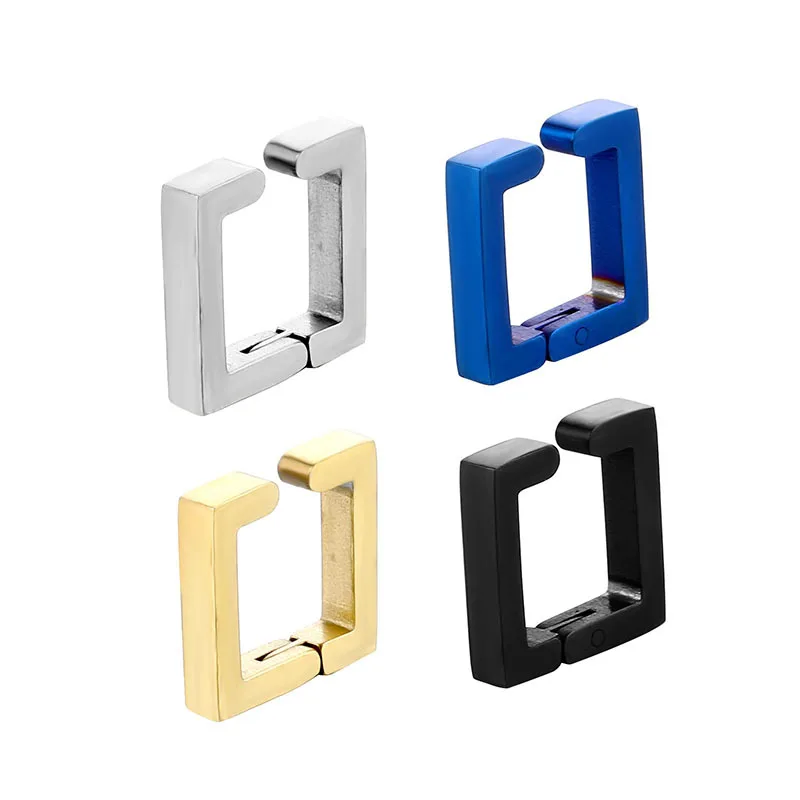 2pcs/3pcs Stainless Steel Non-Piercing Triangle/Square/Round Clip On Ear Stud Cuff Earrings Set For Men Women Unisex