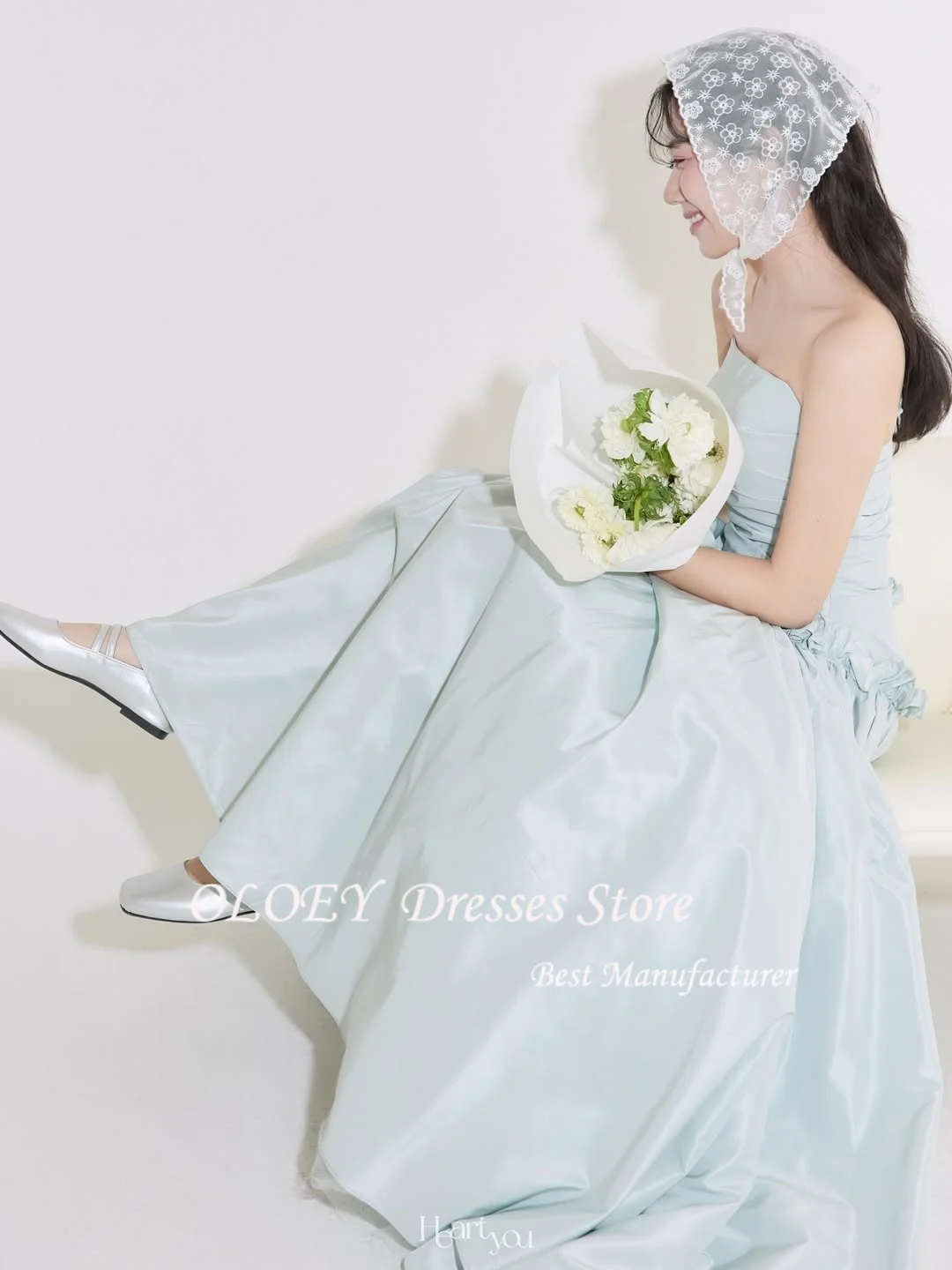 OLOEY Simple A-line Korea Wedding Dress Photo Shoot Sleeveless Prom Formal Party Gown Custom Made 웨딩드레스 vestidos de noiva