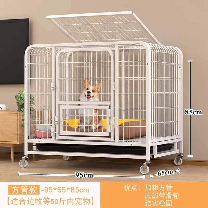 Large Dog Cages with Thickened All Square Tubes Indoor Pet Cages with Toilets Iron Cages Dog Nests