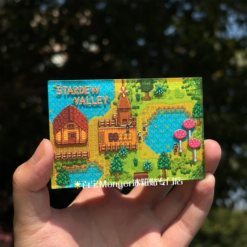 Stardew Valley Gaming Peripherals Acrylic Relief Refrigerator Sticke Stardew Valley Game Scene Acrylic Refrigerator Stickers