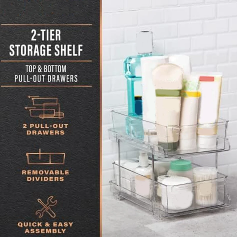 Rak Desktop multilapis transparan, rak penyimpanan kosmetik kamar mandi, Meja wastafel kamar mandi transparan mudah digunakan