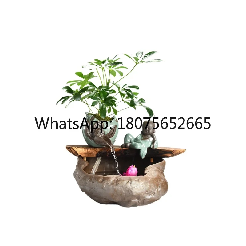 Creative mini recirculating water fountain ornament for office desk
