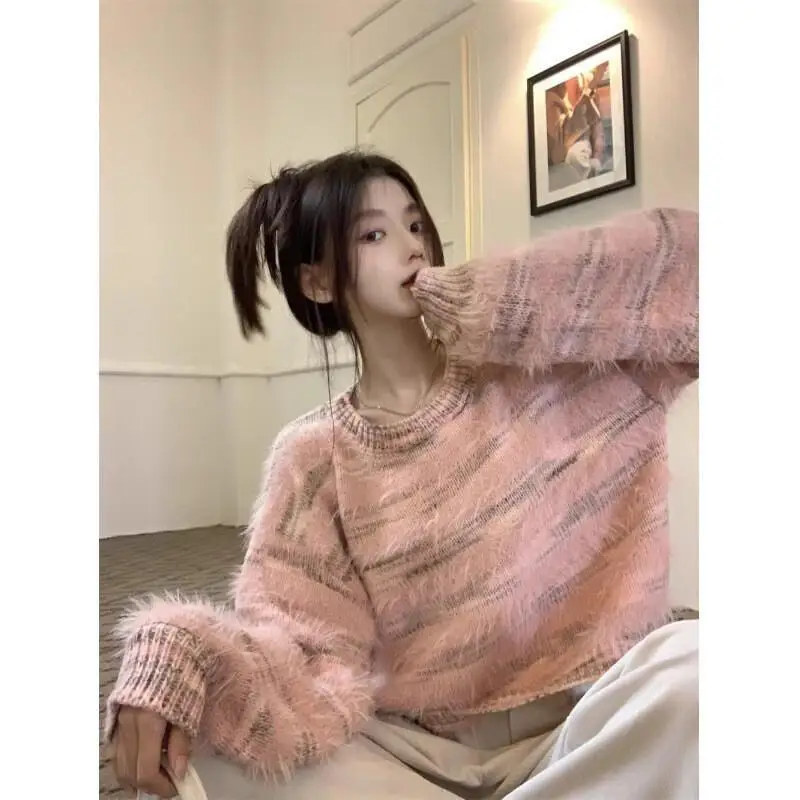 سترة صوفية ناعمة وشمعية للنساء في الخريف والشتاء، تصميم فضفاض وكسول، سترة قطيفة سميكة وحلوة #1