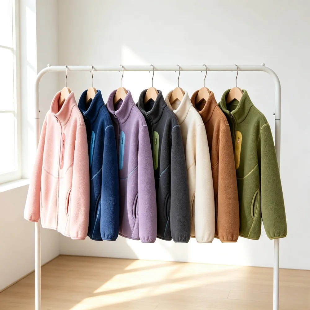 Fall Winter Kids Fleece Jacket Far-Infrared Warming Coat Contrast Pocket Outerwear Boys Girls Ultra-soft Outdoor Travel Tops