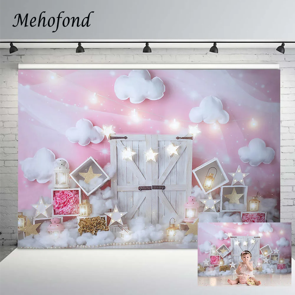 Newborn Baby 1st Birthday Party Cake Smash Backdrop Hot Air Balloon Butterfly Decor Photography Background Photostudio Photozone