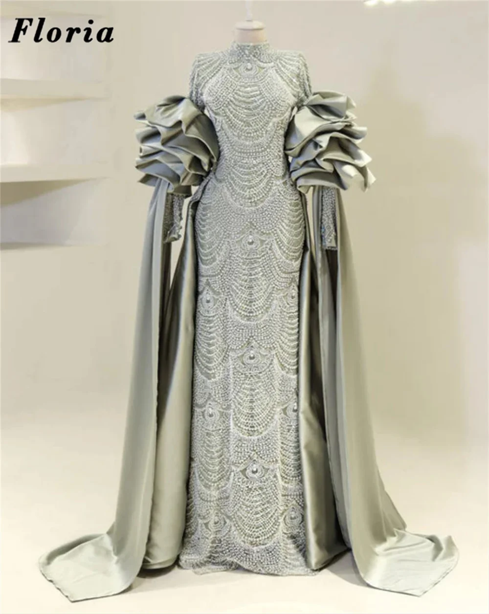 

Вечерние платья с длинными рукавами на Ближнем Востоке Элегантное платье для дня рождения из бисера в Дубае Верхняя юбка с длинным шлейфом Пром платья по индивидуальному заказу