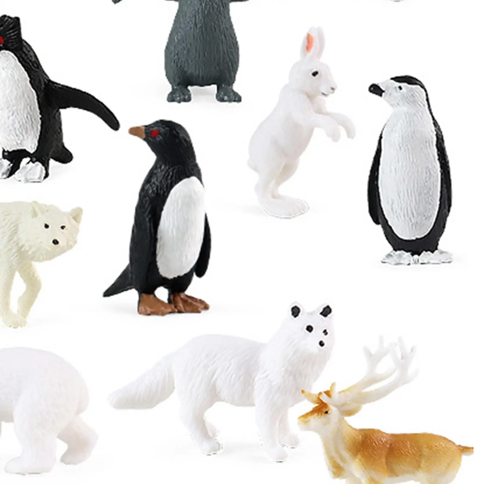 16Pcs Realistic Arctic Animals Includes Arctic Reindeer, Penguins, Polar Bear, Arctic , Igloo Figure Toy for Birthday Gift