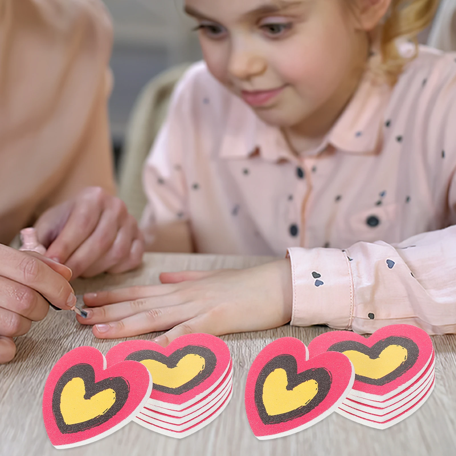

20Pcs Heart Shape Nail Files Cute Cartoon Design For Kids Manicure EVA Tools Nail Buffers Supplies