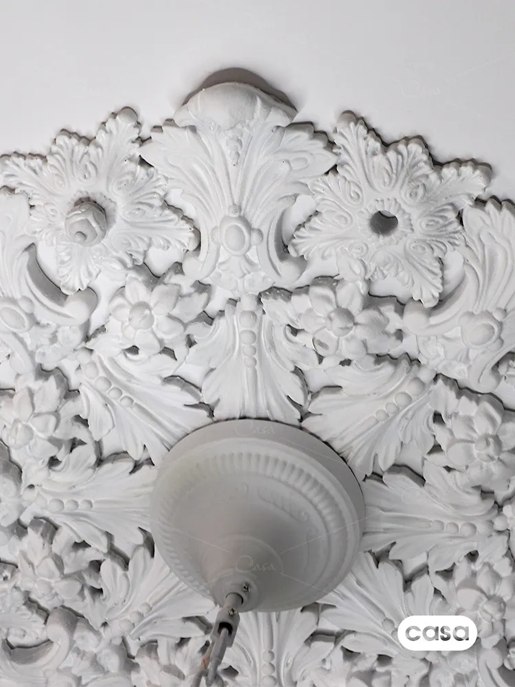 French hollow carved plaster lamp tray, Nordic ceiling design  base, decorative chandelier , round disc