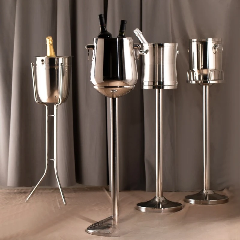 High-end double-layer champagne bucket set, floor-standing ice bucket, home use red wine ice bucket, bar hotel, ice wine vessel