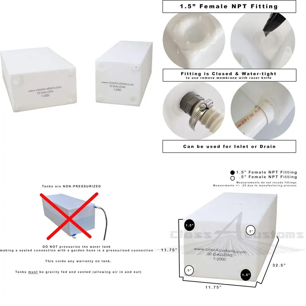 RV Dual Water Storage System - 20 Gallon Fresh & 25 Gallon Grey Tank Combo