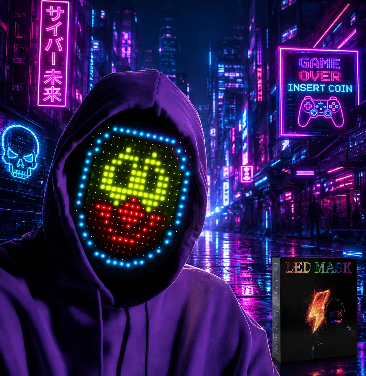 Kids Face Mask - Hareket Algılamalı LED Işıklı Yüz Değiştiren