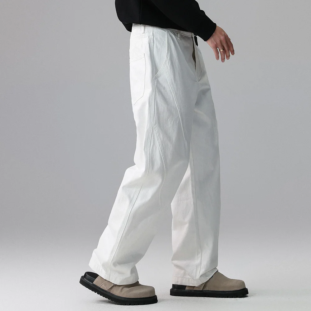 Men Cityboy Harem Trousers White Denim Scimitar Pants Streetwar Fashion Hip Hop Loose Casual Wide Leg Baggy Machete Jeans Pants
