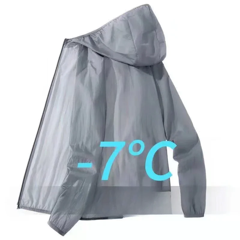 Men Summer Thin Sun Protection Jacket Outdoor Zipper Hooded Loose Casual Outerwear UV-proof Breathable Quick Dry Cycling Coats