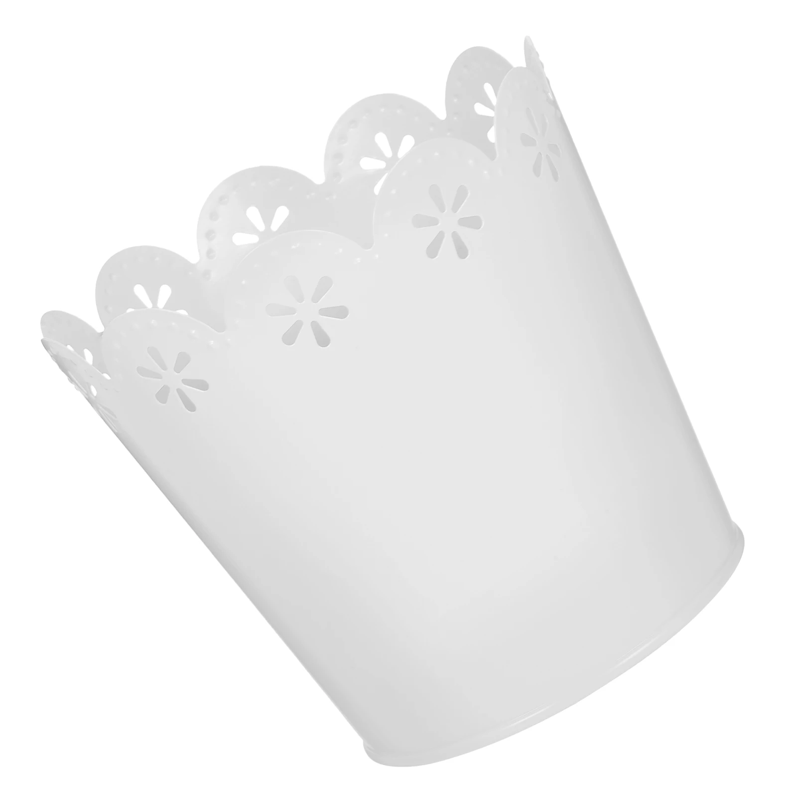 

Lace Round Iron Bucket Desk Trash Can Garbage Pencil Holder Dining Room Table Desktop Small Countertop Rubbish Bin Storage