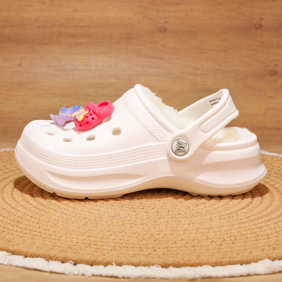 Kinder-Clogs und -Mules mit Fellfutter, leichte Garten-Schuhe mit Baumwollfutter, warme Hausschuhe für Jungen, Mädchen und Kleinkinder, 168. – Detail 3