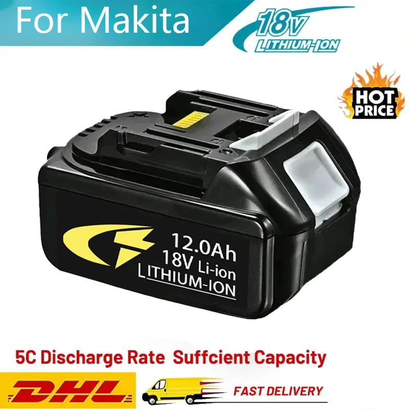 18V 12Ah Replacement Battery for Makita BL1860 BL1850 BL1840 BL1830 Cordless Power Tools Rechargeable Li-ion Battery Pack