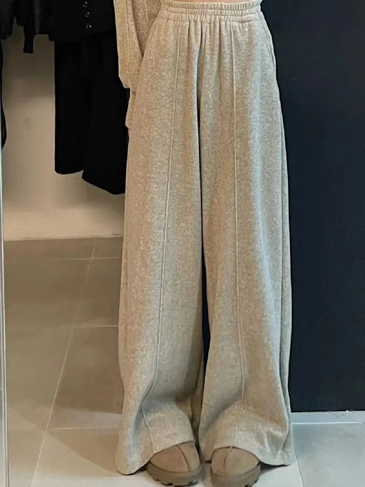 2025 sportswear set women's spring and autumn new lazy wind loose cardigan hooded sweater wide-leg trousers two-piece set