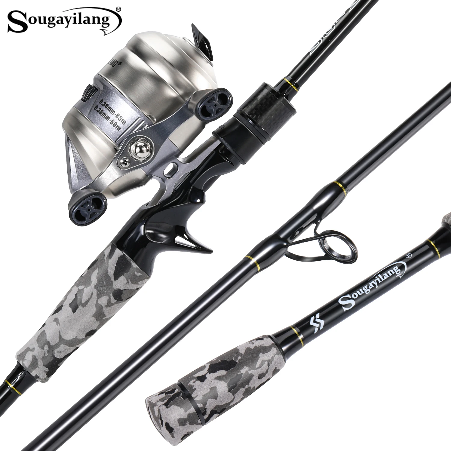 

Sougayilang Cost Effective Fishing Rod Set High Carbon Rod Ultra Light Tough+Metal Reel Built in Fishing Line 3.9:1 Gear Ratio