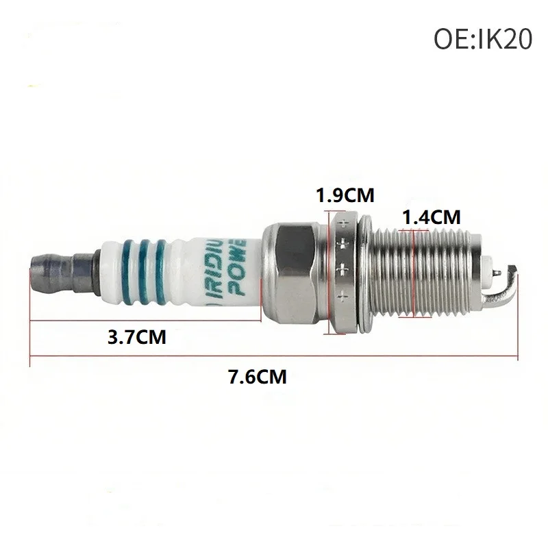4 Pcs of Automotive Spark Plugs IK20 (Model #5304) for Honda, Toyota, Nissan, Mazda, Suzuki, Mitsubishi, Volkswagen, Audi, BMW