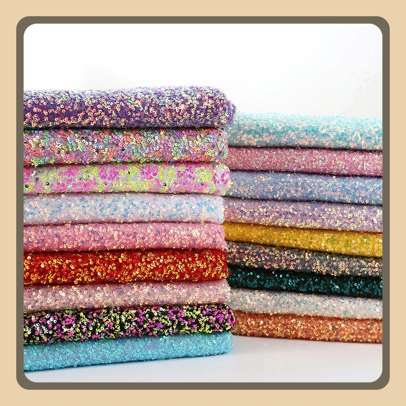 قماش ترتر ليزر قزحي الألوان مشفر مادة غير شفافة لتزيين حفلات الزفاف وخلفية الملابس والحجاب