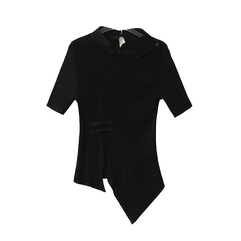 Ele Chinese Sle Stand Kraag T-top en rokset Dames Slim Fit Geplooide print Tweedelige outfit Polyester ort Sl...