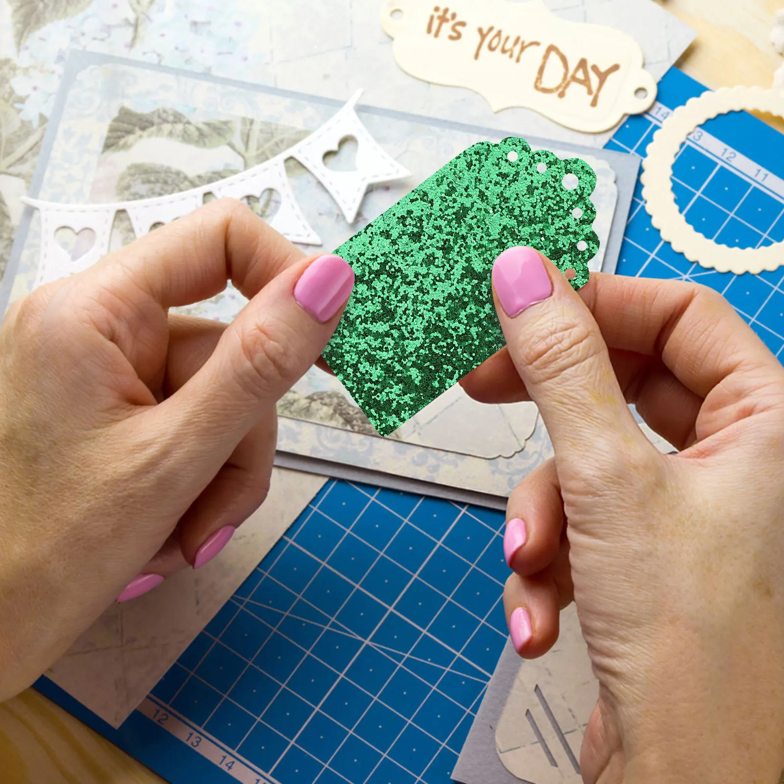 

Shiny Sequin PU Glitter Sheet DIY Earring Craft Handmade Bag Accessory Multifunctional Bright Color Long Lasting