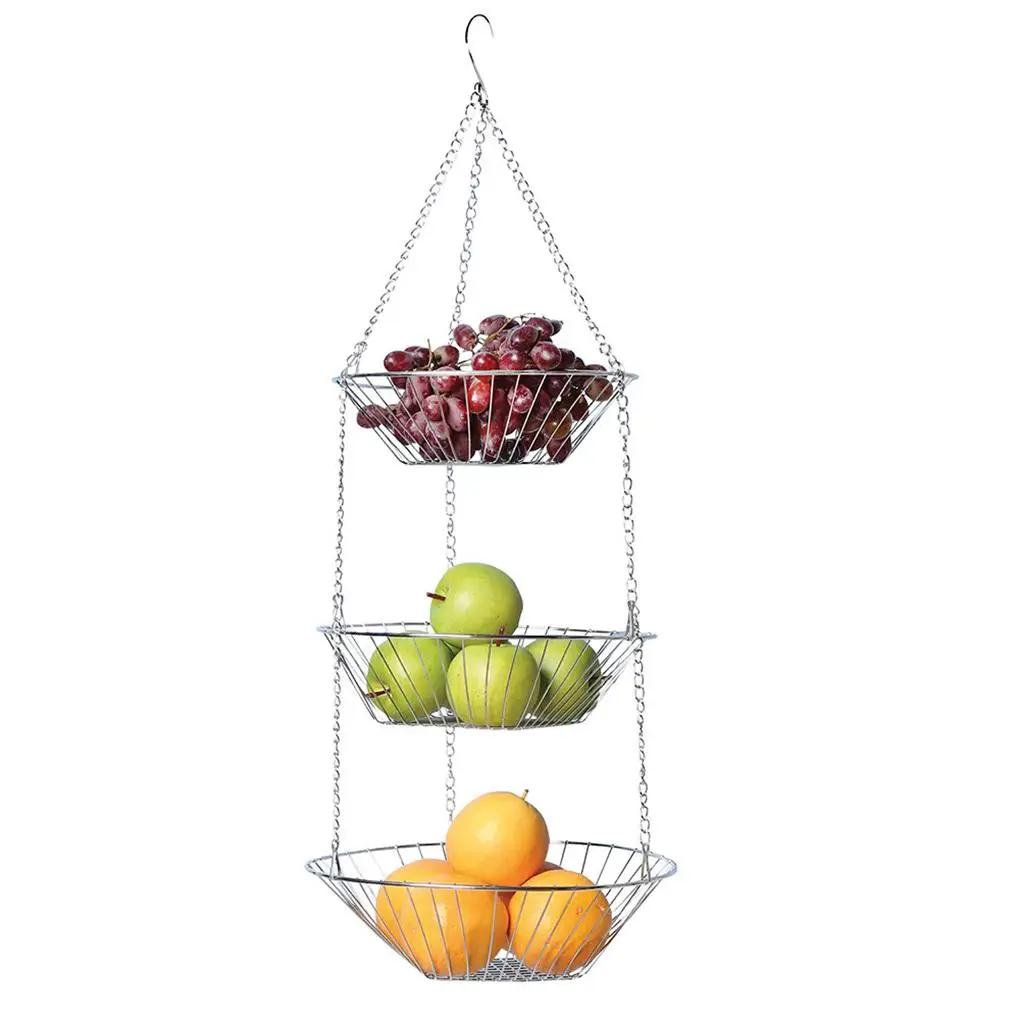 Hanging Fruit Basket Tier Wire Storage Baskets er 3-Layer Rack