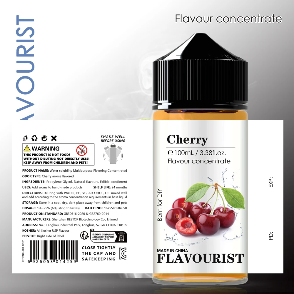 FLAVOURIST Aromatyczny aromat wiśniowy aromatyzujący środek aromatyzujący rozpuszczalność w wodzie koncentrat owocowy przyprawiony do DIY ręcznie