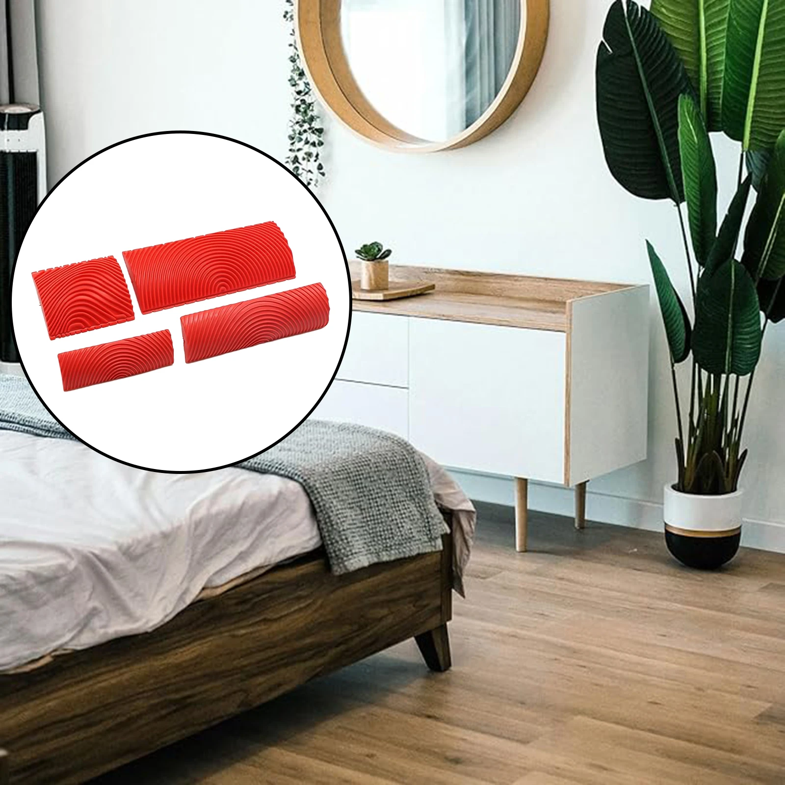 4pcs Rubber Wood Graining Tools Wood Grain Patterns Woodgrain Maker for Decorative Painting Tool