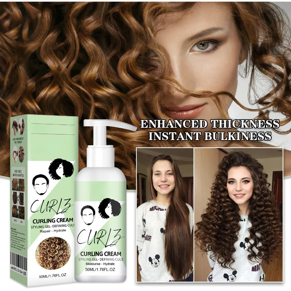 헤어 컬링 크림, 곱슬 방지 탄력 강화제, 스타일링 로션, 헤어 파손 방지, 부드러운 보습 헤어 케어, 50ml 