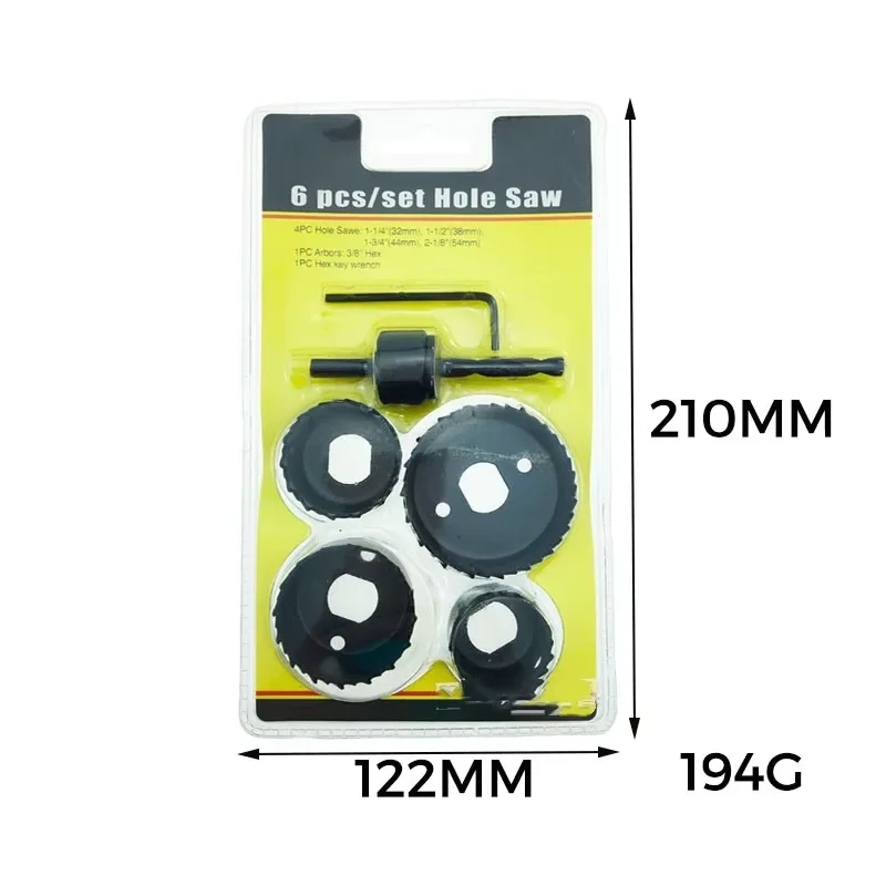 6pcs High-quality Woodworking Hole Saw Set, Drill Bit Carbon Steel Hole Cutter Set for Plasterboard Ceiling Wood Hole Saw Kit