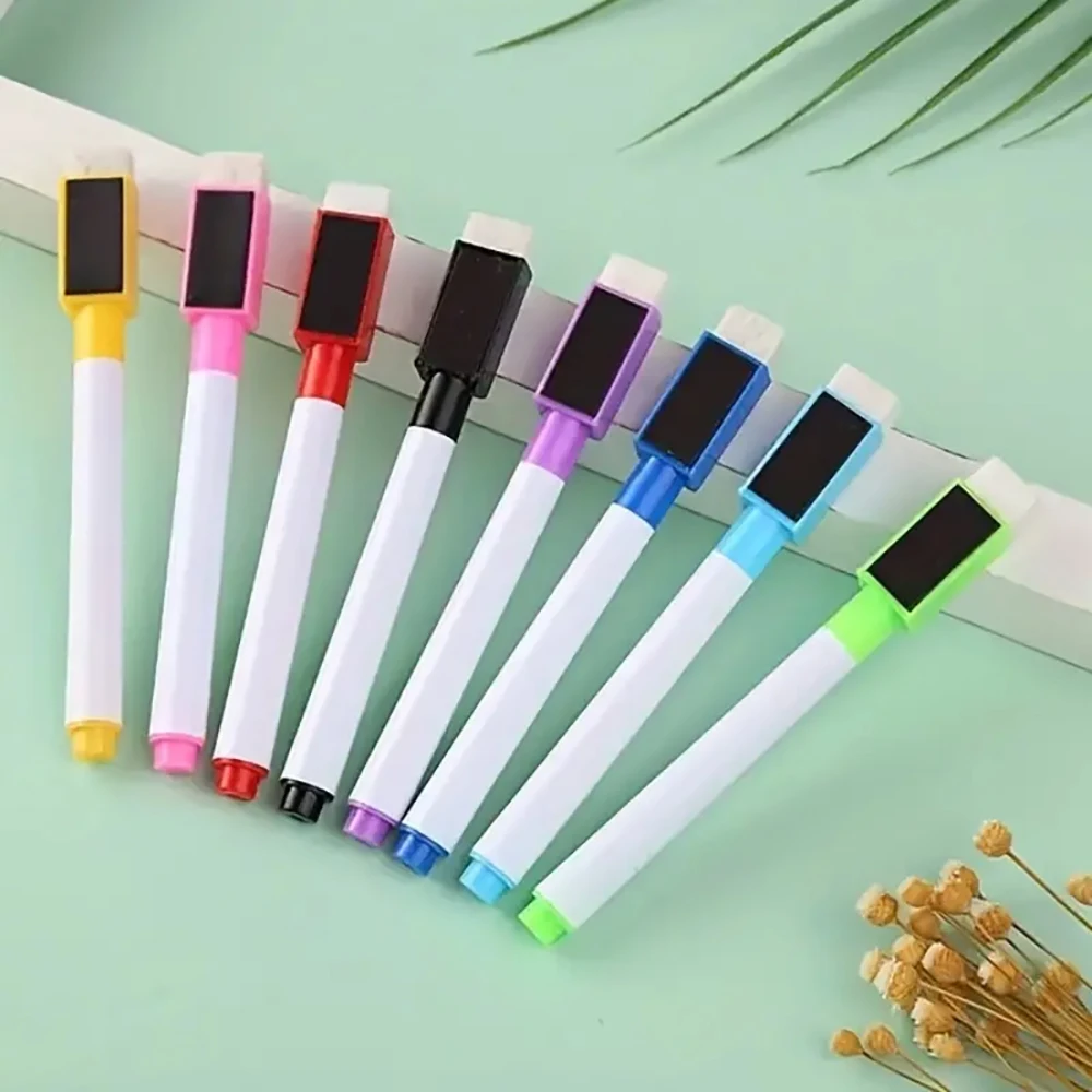 8pcs Colors Magnetic Waterproof Dry Erase Markers Medium Point for Office Whiteboards Drawing Pen Dry Erase With Built-in Eraser