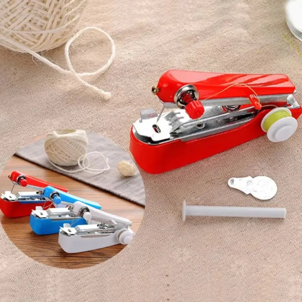 Portable Mini Manual Sewing Machine Simple Operation Sewing Tools Handheld Apparel Cloth Fabric Handy Quick Needlework Tool