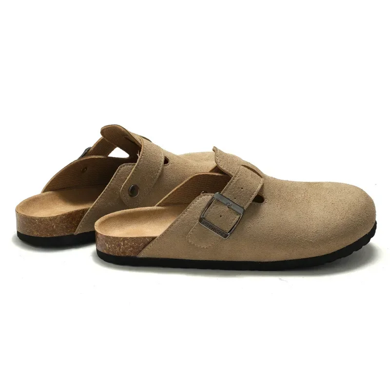 Classic Closed Toe Mule Slippers for Men with Cork Birken Stock Shoes Boston Clogs Cork Slides Mens Suede Beach Slippers Man