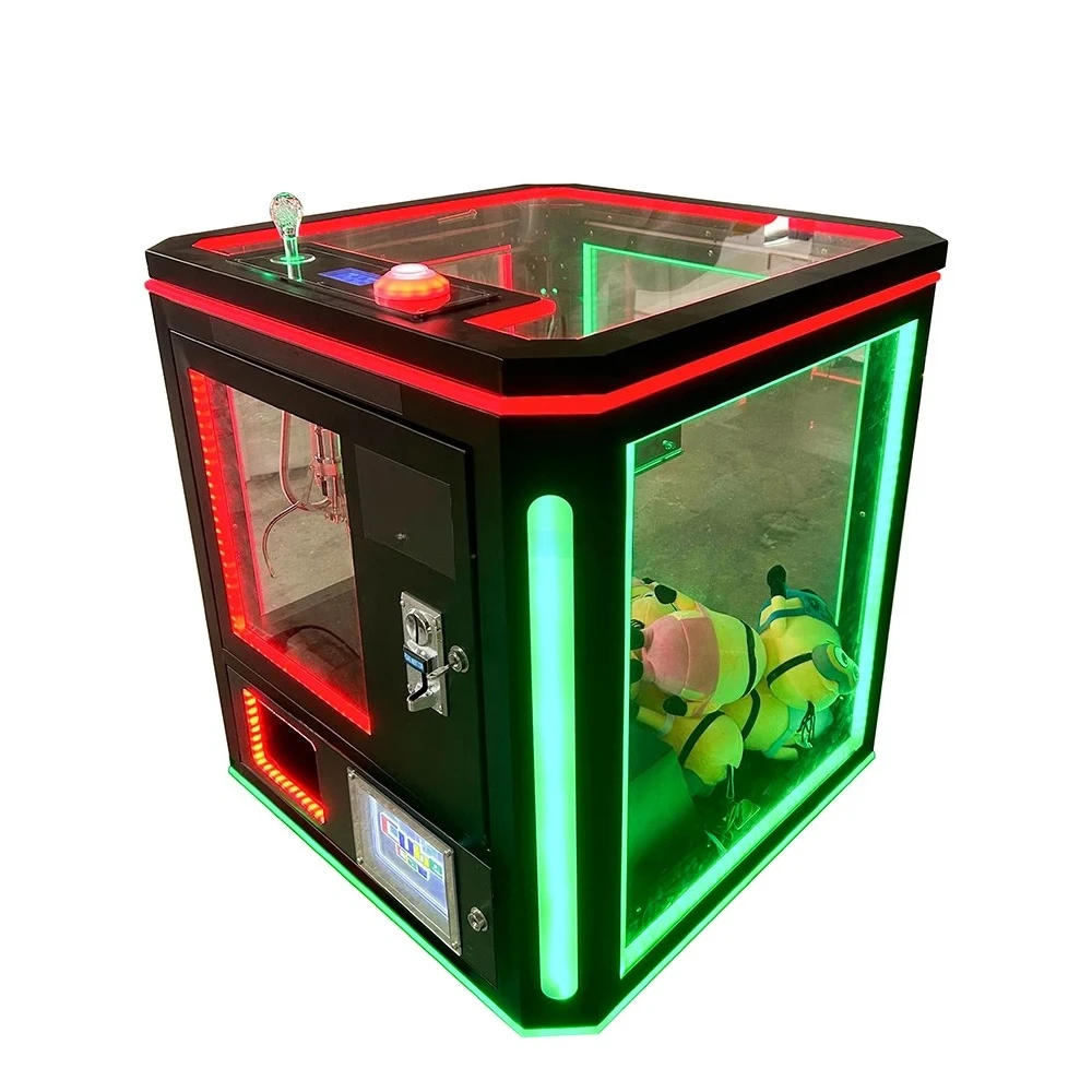 

Coin Operated Games Cube Claw Machine Colorful Toy Vending Claw Crane Machine With Bill Acceptor