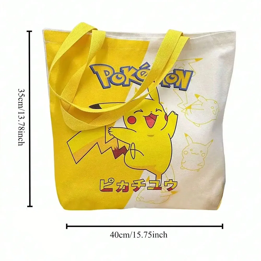 بيكاتشو حمل حقيبة أنيمي المحمولة التسوق تخزين حقيبة يد الكرتون بنين بنات طالب Kawaii قابلة لإعادة الاستخدام لطيف حقيبة كتف البقالة