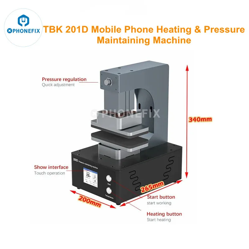 TBK201D Universal intelligent Heating Pressure Machine For Cell Phones LCD Screen Bonding Back Cover Glass Bracket Maintaining