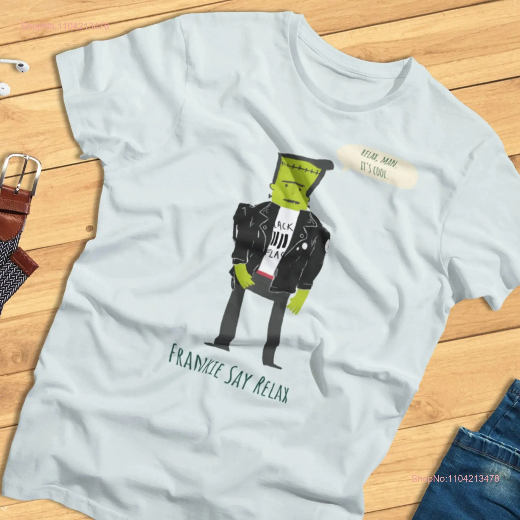 Frankie Say Relax Funny Halloween Frankenstein's Monster T Shirt long or short sleeves