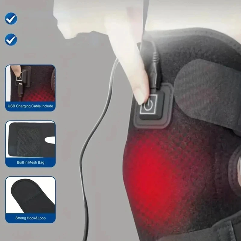 Electric Knee Heating Pad - USB Powered Warm Brace, Adjustable Thermal Wrap for Daily Knee Support