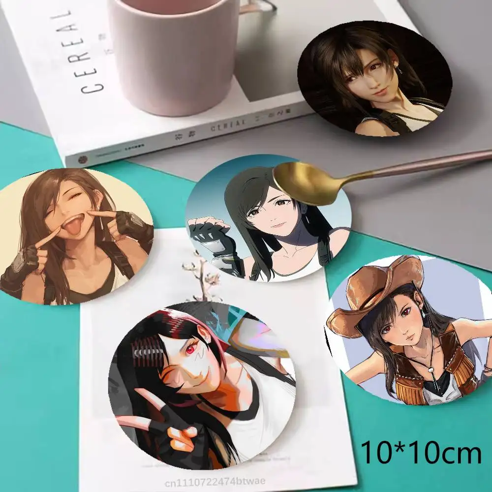 Набор деревянных подставок T-Tifa Lockhart FF 7, незаменимый аксессуар для праздничных вечеринок, подходит для баров, офисов, размер 10 см х 10 см.