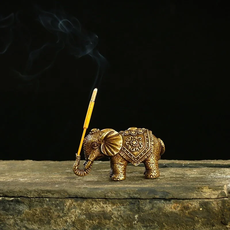 1/2 Stücke Kupfer Glück Elefant Kleine Ornamente Messing Segen Elefanten Miniatur Figur Antik Bronze Handwerk Dekor