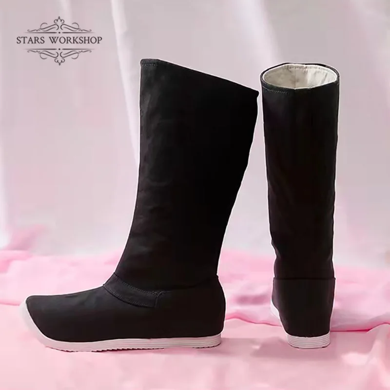 Auf Lager Anime Mod Oz U Shi LAN Wang und Wei W U Linie Cosplay Schuhe Männer Frauen Chinesischen Traditionellen Stil Hanfu Retro Tuch Stiefel – Detail 6